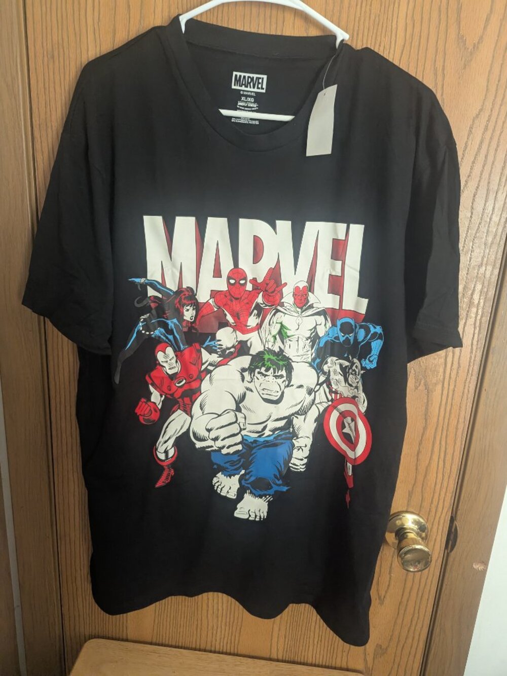 NWT Marvel Character T-Shirt Black Super Hero Comics Men's XL